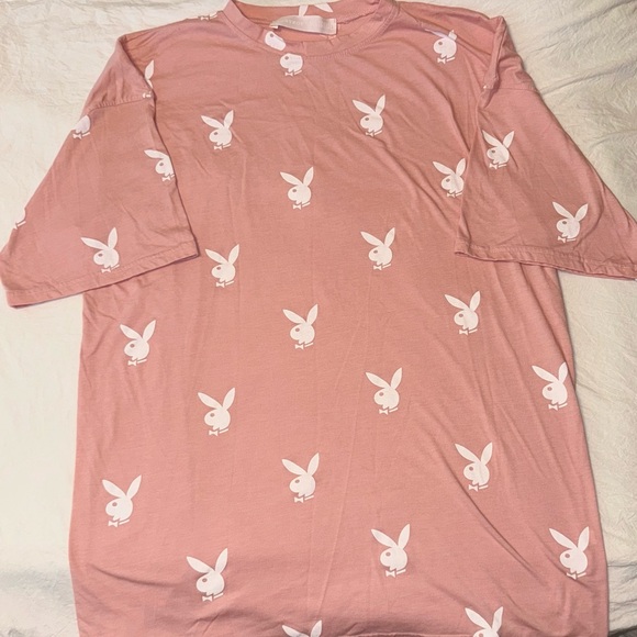 Missguided Playboy Bunny Logo Pink Graphic Oversized T-Shirt - Picture 2 of 3